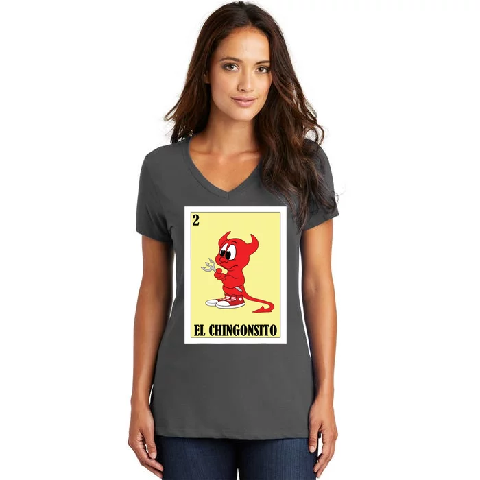 Funny Mexican Design For Kids El Chingonsito Women's V-Neck T-Shirt