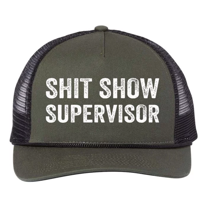 Funny Mom Dad Boss Manager TeacherShit Show Supervisor Retro Rope Trucker Hat Cap