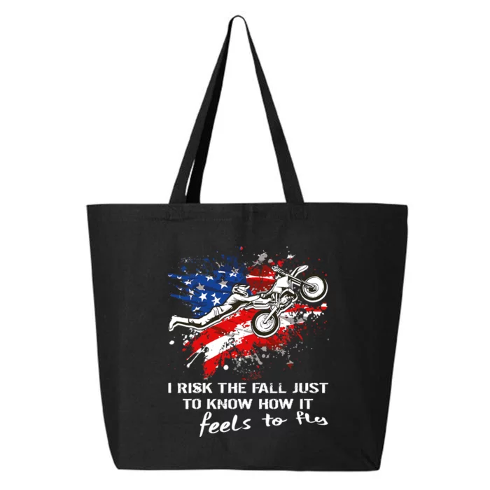 Funny Motocross Dirtbike Motorcycle MX Us Flag 25L Jumbo Tote