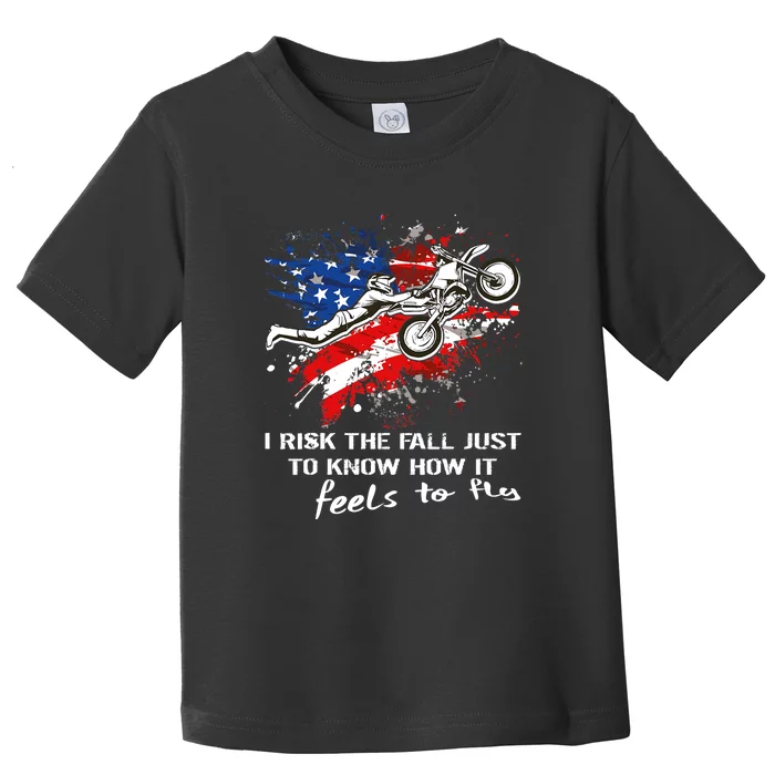 Funny Motocross Dirtbike Motorcycle MX Us Flag Toddler T-Shirt