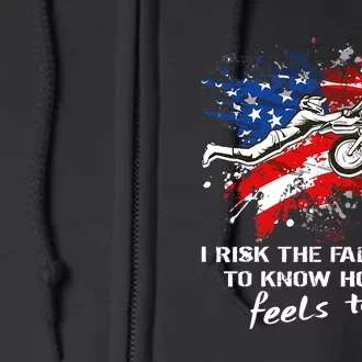 Funny Motocross Dirtbike Motorcycle MX Us Flag Full Zip Hoodie