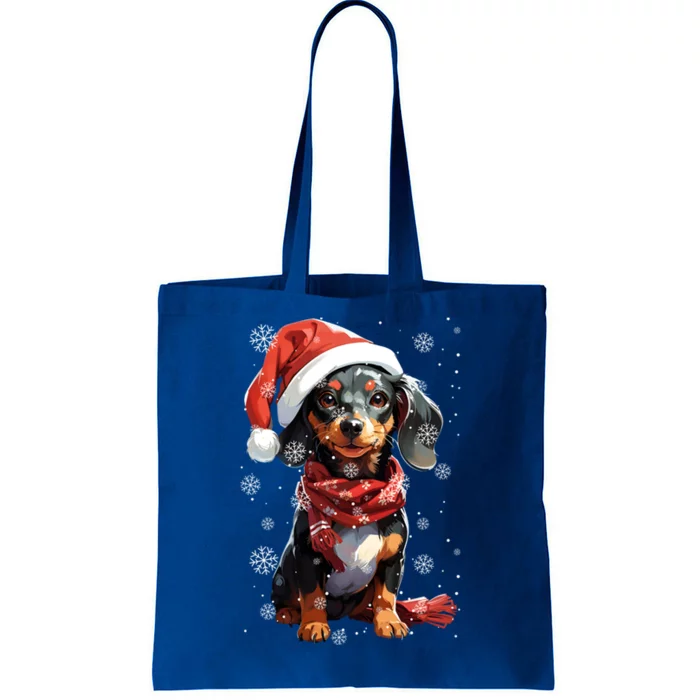 Funny Merry Doxie Christmas Dachshund Xmas Pajama Gift Tote Bag