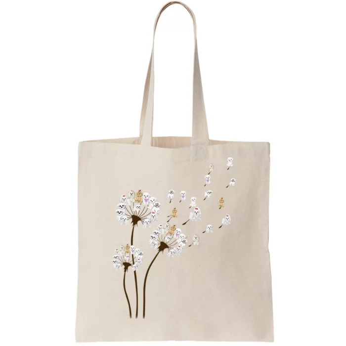 Flower Maltese Dog Dandelion Funny Animal Lover Tote Bag