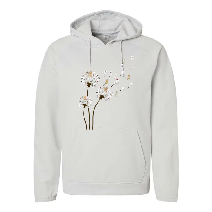 Flower Maltese Dog Dandelion Funny Animal Lover Performance Fleece Hoodie