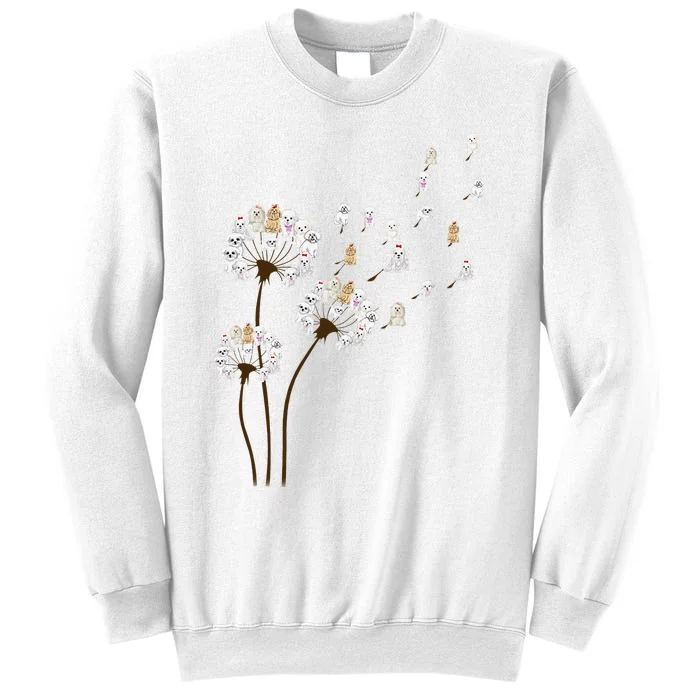 Flower Maltese Dog Dandelion Funny Animal Lover Sweatshirt