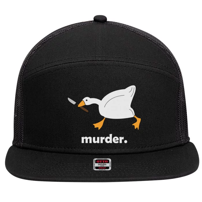 Funny Murder Duck Animal Meme 7 Panel Mesh Trucker Snapback Hat