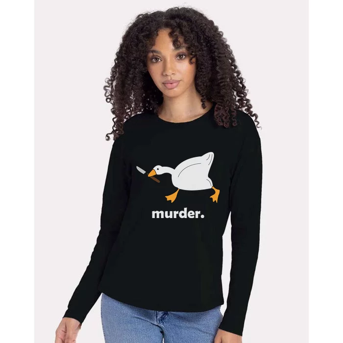 Funny Murder Duck Animal Meme Womens Cotton Relaxed Long Sleeve T-Shirt