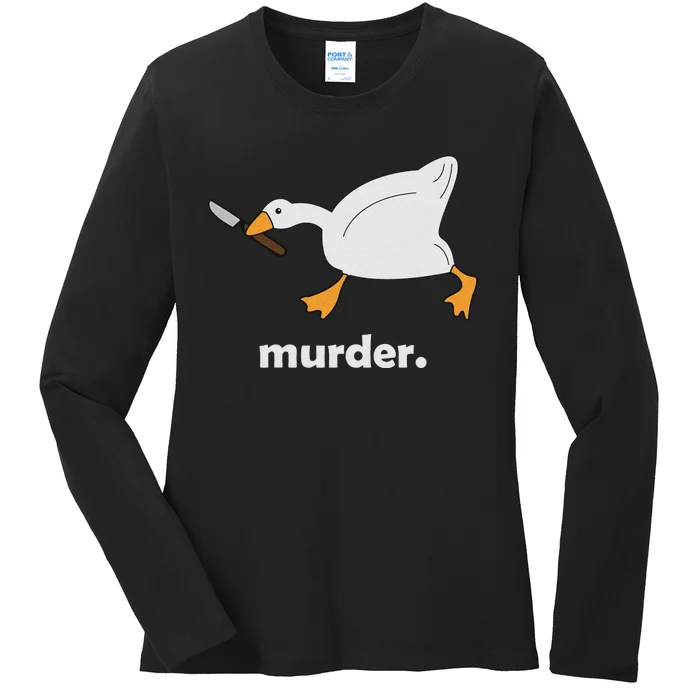 Funny Murder Duck Animal Meme Ladies Long Sleeve Shirt