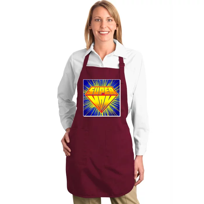 Funny Mother's Day Super Mom Pop Art Comic Panel Full-Length Apron With Pocket