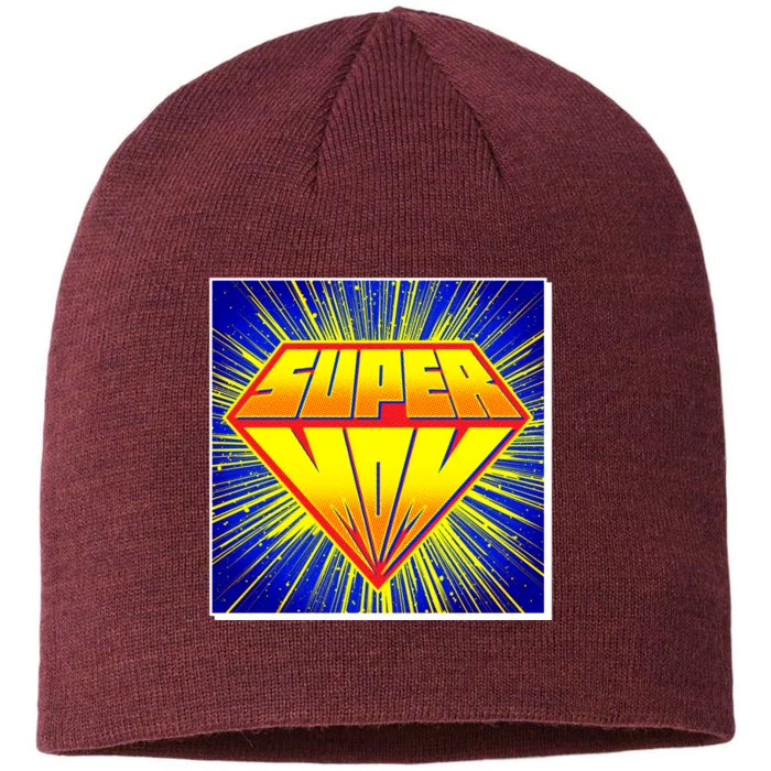 Funny Mother's Day Super Mom Pop Art Comic Panel 8 1/2in Sustainable Knit Beanie