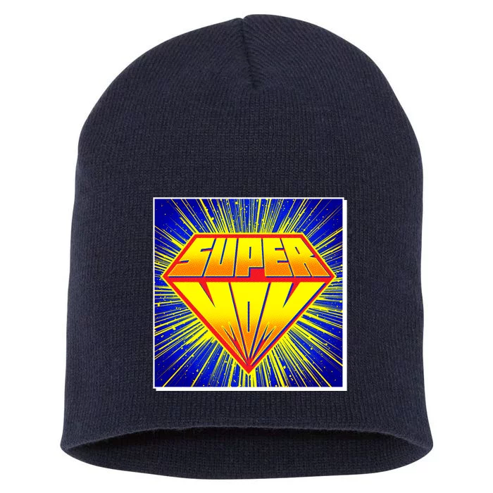 Funny Mother's Day Super Mom Pop Art Comic Panel Short Acrylic Beanie