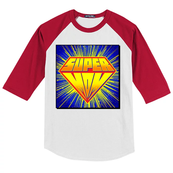 Funny Mother's Day Super Mom Pop Art Comic Panel Kids Colorblock Raglan Jersey