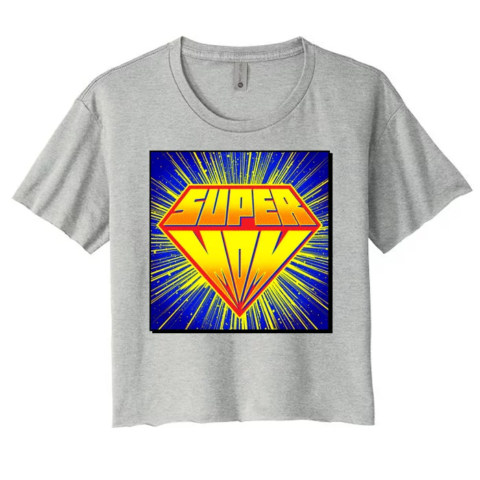 Funny Mother's Day Super Mom Pop Art Comic Panel Women's Crop Top Tee