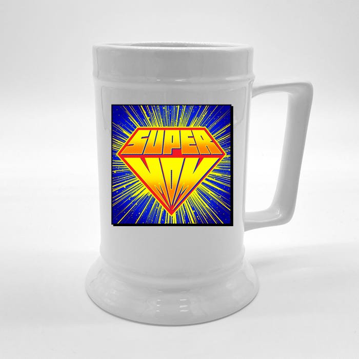 Funny Mother's Day Super Mom Pop Art Comic Panel Front & Back Beer Stein