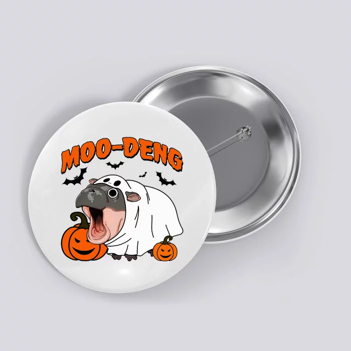 Funny Moo Deng Halloween Boo Ghost Costume Moodeng Button