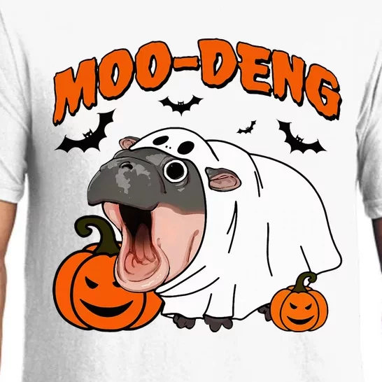 Funny Moo Deng Halloween Boo Ghost Costume Moodeng Pajama Set