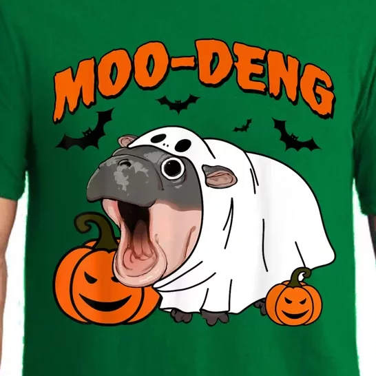 Funny Moo Deng Halloween Boo Ghost Costume Moodeng Lover Pajama Set