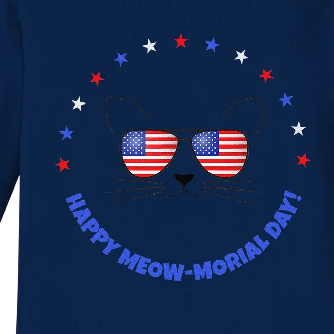 Funny Memorial Day Cat MEOWMorial Day Gift Baby Long Sleeve Bodysuit