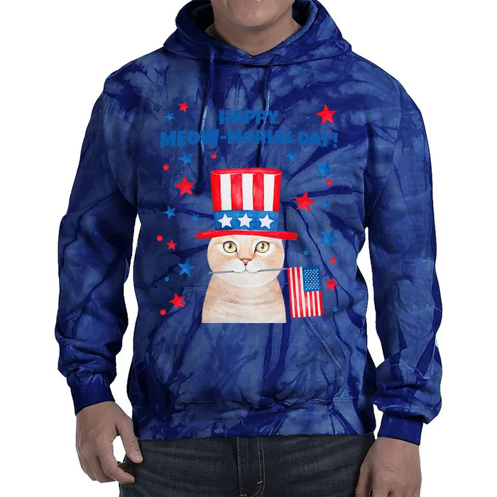 Funny Memorial Day Cat MEOWMorial Day Tie Dye Hoodie