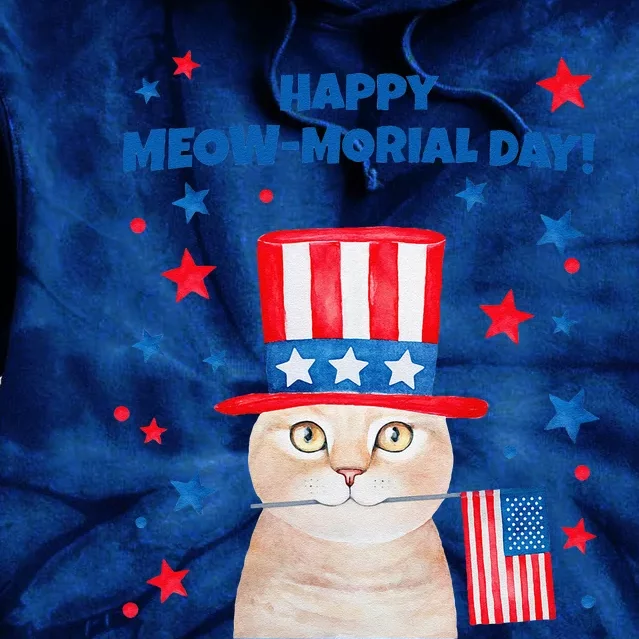 Funny Memorial Day Cat MEOWMorial Day Tie Dye Hoodie