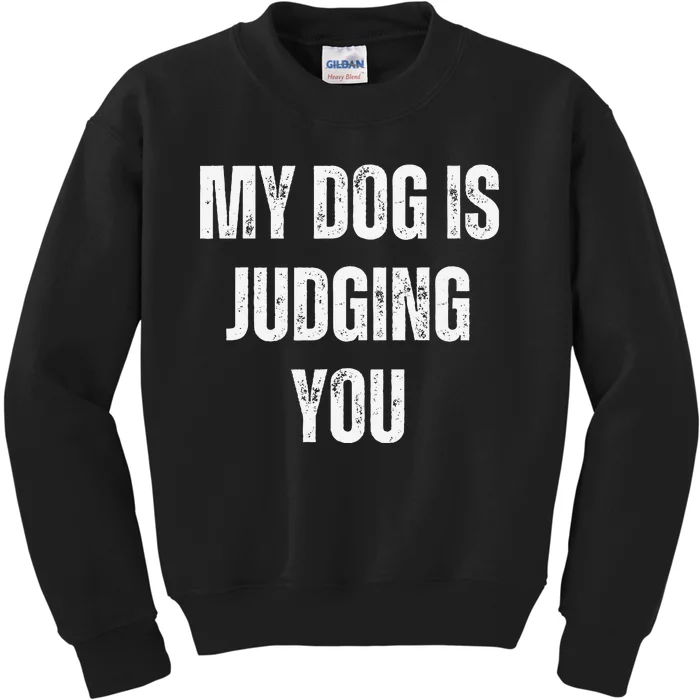 Funny My Dog Is Judging You Funny Dog Lover Kids Sweatshirt