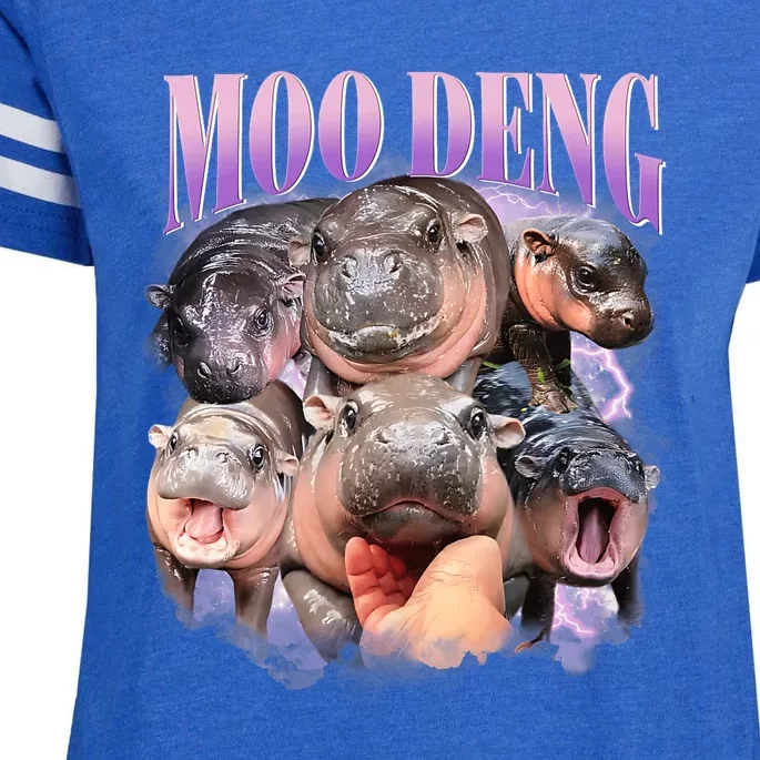 Funny Moo Deng Baby Pygmy Hippo Cute Zoo For Family Enza Ladies Jersey Football T-Shirt