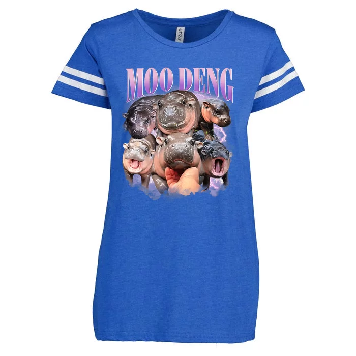 Funny Moo Deng Baby Pygmy Hippo Cute Zoo For Family Enza Ladies Jersey Football T-Shirt