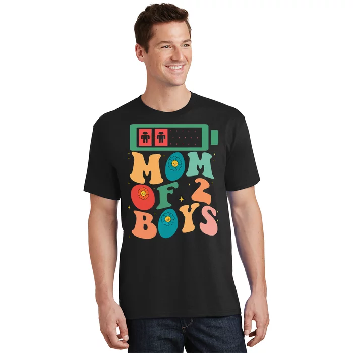 Funny Mothers Day Mom of 2Boys Outfit From Son Groovy T-Shirt