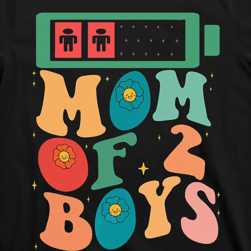 Funny Mothers Day Mom of 2Boys Outfit From Son Groovy T-Shirt