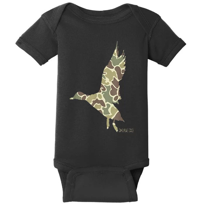 Flying Mallard Duck Camouflage Camo Duck Hunting Camo Hunter Baby Bodysuit