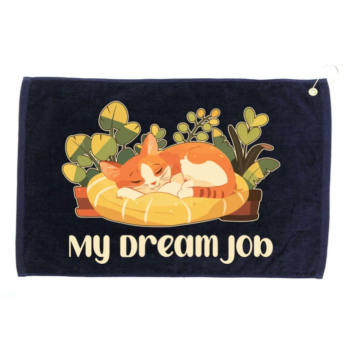 Funny My Dream Job Sleeping Cat Grommeted Golf Towel