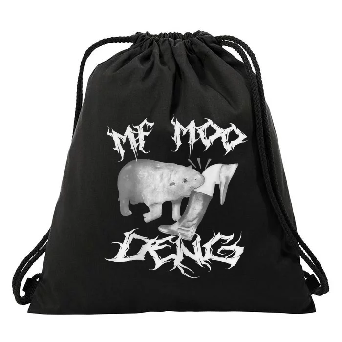 Funny Moo Deng (Metal) Drawstring Bag