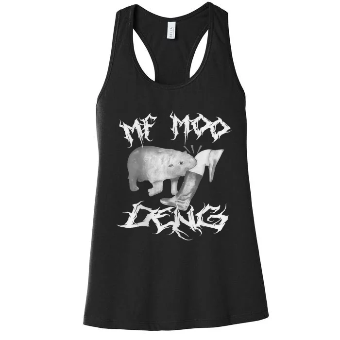 Funny Moo Deng (Metal) Women's Racerback Tank