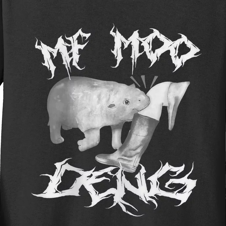 Funny Moo Deng (Metal) Kids Long Sleeve Shirt