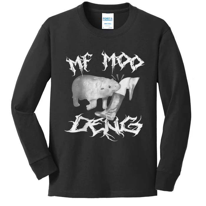 Funny Moo Deng (Metal) Kids Long Sleeve Shirt