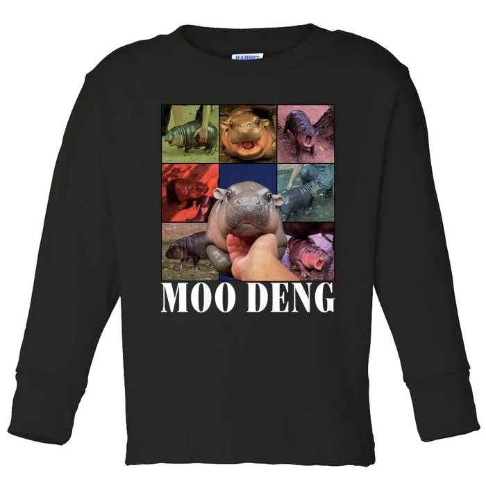 Funny Moo Deng Baby Pygmy Hippo Cute Zoo For Family Toddler Long Sleeve Shirt