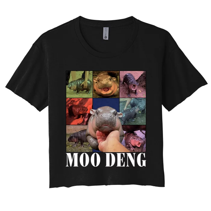 Funny Moo Deng Baby Pygmy Hippo Cute Zoo For Family Women's Crop Top Tee