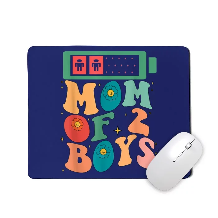 Funny Mothers Day Mom Of 2 Outfit From Son Groovy Women Mousepad