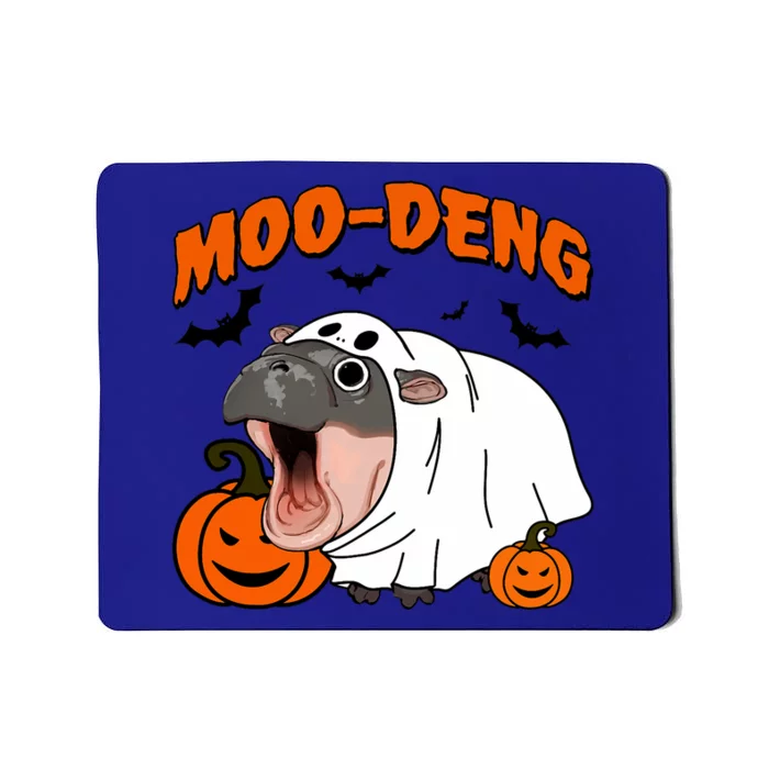 Funny Moo Deng Halloween Boo Ghost Costume Moodeng Lover Mousepad