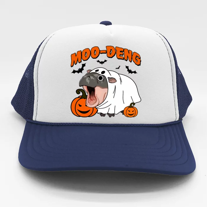 Funny Moo Deng Halloween Boo Ghost Costume Moodeng Lover Trucker Hat