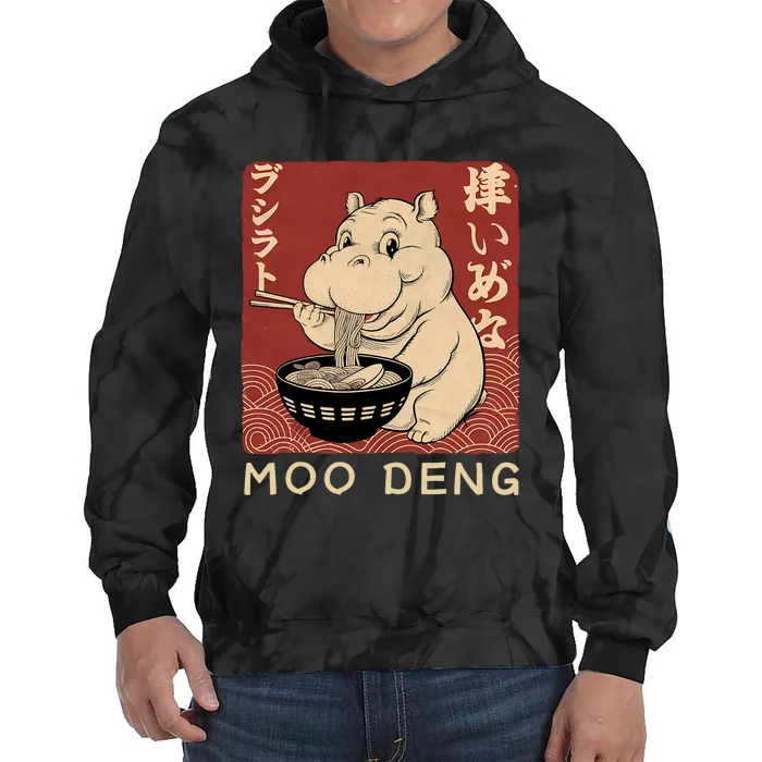 Funny Moo Deng Ramen Noodle Japanese Tie Dye Hoodie