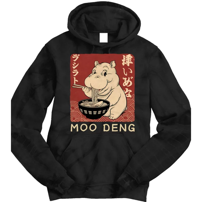 Funny Moo Deng Ramen Noodle Japanese Tie Dye Hoodie