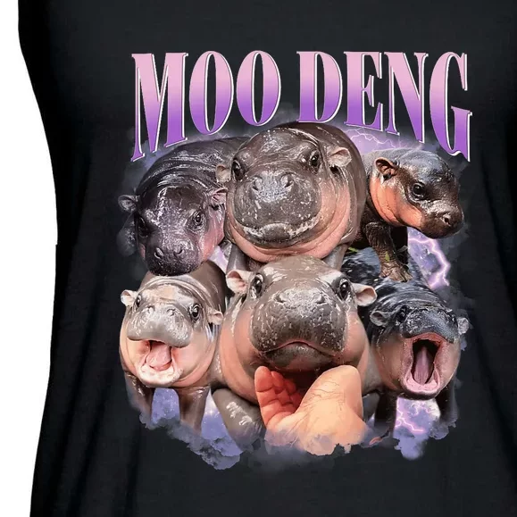 Funny Moo Deng Baby Pygmy Hippo Cute Zoo For Family Cute Gift Ladies Essential Flowy Tank