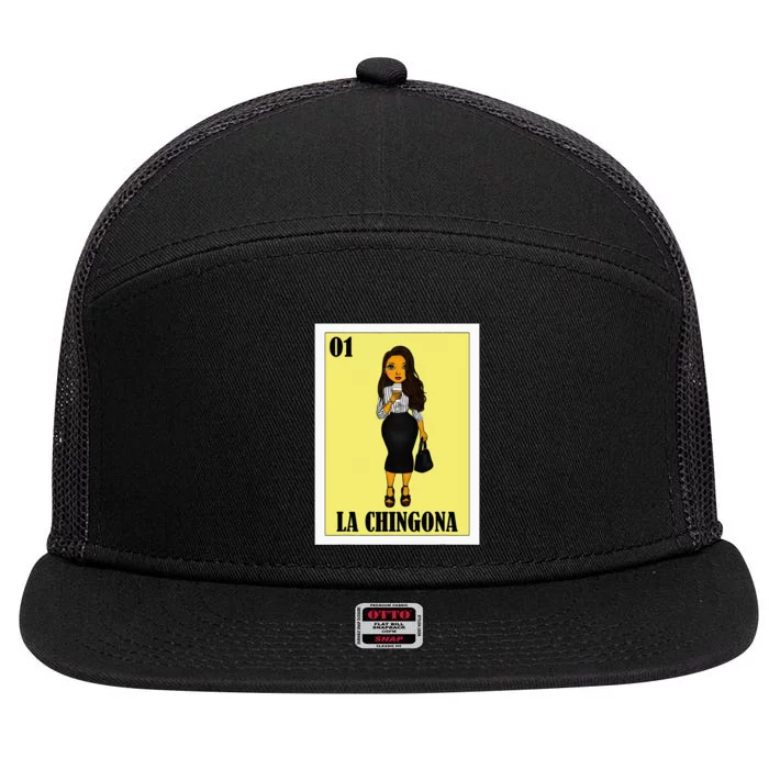 Funny Mexican Design For Hispanas La Chingona 7 Panel Mesh Trucker Snapback Hat