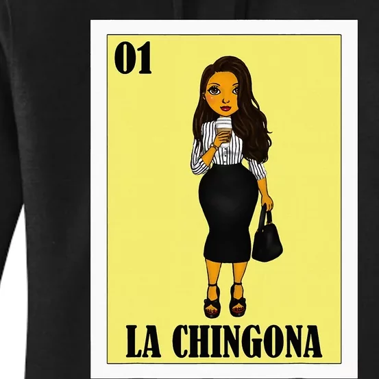 Funny Mexican Design For Hispanas La Chingona Women's Pullover Hoodie