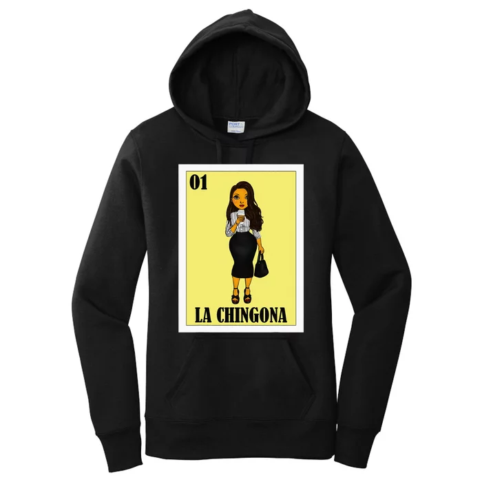 Funny Mexican Design For Hispanas La Chingona Women's Pullover Hoodie