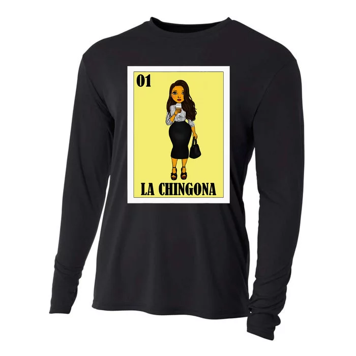 Funny Mexican Design For Hispanas La Chingona Cooling Performance Long Sleeve Crew