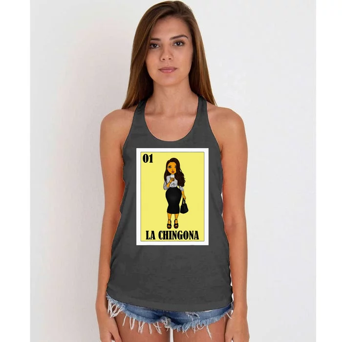 Funny Mexican Design For Hispanas La Chingona Women's Knotted Racerback Tank