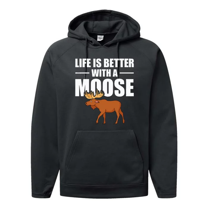 Funny Moose Design For Mammal Animal Apparel Performance Fleece Hoodie