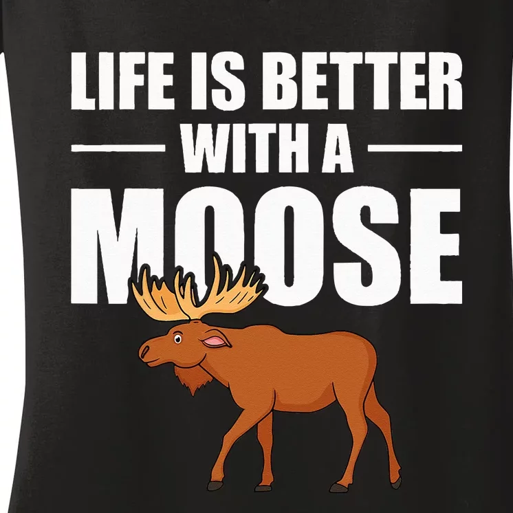 Funny Moose Design For Mammal Animal Apparel Women's V-Neck T-Shirt